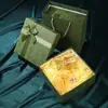 Caja de Regalo Cuadrada Verde Retro para San Valentín Caja de Regalo con Lazo Empaque Compañero Cinta de Recuerdo Caja de Regalo