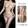Lencería nocturna, conjunto sexy de tres piezas de encaje para sujetador y bragas, transparente y seductor, estilo deseo puro, 9887
