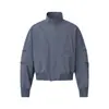 Chaqueta Larga Desestructurada con Pliegues para Hombre, Estilo Otoño, Diseño de Color Sólido Estilo Americano, Estilo de Trabajador de Vuelo, Abrigo con Cuello Alto