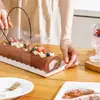 Rolo de bolo portátil estilo suíço-japonês, rolo de dragão transparente dos sonhos, rolo de bolo toalha comprida, caixa de embalagem para bolos finos, caixa retangular