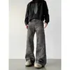 Comercio exterior transfronterizo jeans retro americano con orejas de gato para hombre, marca de moda, pantalones curvos lavados elegantes, pantalones de pierna recta ligeramente acampanados