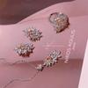 Pendientes, collar y anillo con incrustaciones de diamantes y circonitas de estilo banquete, estilo europeo y americano, de lujo, estilo barroco vintage colorido, con traje de tesoro.