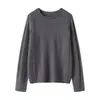 Estilo perezoso~Suéter de punto de cachemira con cuello redondo para mujer, nuevo para otoño e invierno, manga larga, suéter holgado, estilo básico, top versátil