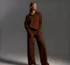 2025 Novo Conjunto Feminino de Duas Peças Outono e Inverno Europeu e Americano Transfronteiriço com Gola Polo, Pulôver Casual Fashion + Calça de Barra Larga