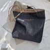 53132 Bolso Vintage de Lona Denim de Doble Cara para Mujer Nuevo Corea del Sur Combinación Total para Ir al Trabajo Gran Capacidad Bolso de Tela para el Hombro