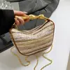 Bolso pequeño tejido de verano para mujer 2026 nuevo color de moda, bolsa tipo empanada con bloques de color, bolso cruzado casual elegante para el día a día