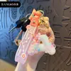 Chaveiro Criativo de Letra com Óleo e Bolinhas Coloridas Flutuantes Delicadas, Adequado para Meninas, Argola de Chaveiro de Bolsa de Casal