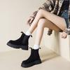 Botas Martin de Suela Gruesa para Mujer, Nuevo Estilo Otoño e Invierno, Botines Chelsea para Mujer con Forro de Felpa, Botas Británicas para Mujer, Botas Versátiles que Aumentan la Altura