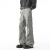 Pantalones Cargo Rectos Desestructurados con Múltiples Bolsillos para Hombre, Estilo Trendy de Pareja para Primavera y Otoño, Plisados de Corte Holgado, Versátiles Pantalones Largos Casuales