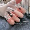 Online celebridade unha fina cadeia de metal joias tridimensionais unha punk estilo fino contas cadeia decorações de unhas 6-grid set box