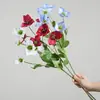Nueva rosa artificial de 5 cabezas, decoración del hogar para la sala de estar, accesorio de fotografía, rosa de Navidad