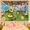 Bob Esponja Calamardo Calamardo Dibujos Animados Tela Colgante Decoración de Pared para Dormitorio de Residencia Tela de Fondo Creativa Tapiz Lindo Divertido