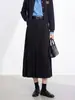 Elegante falda plisada de cintura alta, corte A holgado, estiliza la figura, de longitud media, adecuada para otoño e invierno, elegante media falda para mujer