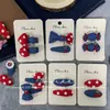 Novo Grampo de Cabelo Azul Polka Dot Doce Estilo Coreano para Crianças com Tecido de Cor Contrastante Presilha Lateral para Mechas de Cabelo para Mulheres