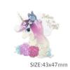Parche de Pasador para el Cabello de Niña Animal Unicornio Fondo Blanco Acrílico Resina Plana Accesorios de Joyería DIY 1Yc35557