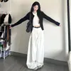 Jeans de Pierna Ancha Lavados en Blanco de Cintura Alta Estilo Americano High Street para Mujer Otoño e Invierno Sueltos Combinan con Todo Aspecto Delgado Pantalones Largos
