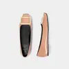 Zapatos Planos de Punta Cuadrada Versión Alta Color Gris Elefante RV con Hebilla Cuadrada para Mujer, Estilo Francés con un Toque de Lujo, Piel Genuina, Zapatos de Ballet Internos que Aumentan la Altura