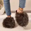 Cross2026 Otoño Invierno Nuevas Pantuflas de Piel Sintética de Zorro Estampado de Leopardo para Mujer Cálidas Peludas de Felpa de Punta Cerrada de Algodón Pantuflas para Mujer