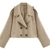 Ropa europea y americana para mujer transfronteriza, popular en AliExpress, chaqueta corta informal de doble botonadura estilo francés