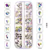 Caja de brocas para uñas de forma especial, diamante plano K9, forma especial, 12 rejillas, traje de joyería de diamantes de imitación largos, lote de joyería para uñas DIY
