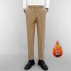 Pantalones Casuales de Pana Forrada Rectos Ajustados Estilo Elegante Ligero Otoño e Invierno Pantalones de Hombre Pantalones Pequeños Simples Pantalones Casuales de Aspecto Delgado para Hombre