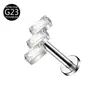 Aretes Planos de Aleación de Titanio con Rosca 0.9, Aretes para Cartílago de Oreja, Mariposa Incrustada de Circonita, Aretes Geométricos para Cartílago, Aretes para Labio G23
