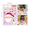 8 Pegatinas Holográficas para Niños Manual de Rompecabezas DIY Pegatinas de Cara Cambiante de Papá Noel y Reno Pegatinas Láser Navideñas