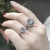 TikTok Online Celebrity Explosions Anel da Rainha Grande Diamante Ovo de Pombo 5 quilates Simulação Moissanite Diamante de Alto Carbono Estilo Japonês Luz Luxo
