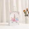 Bolsa de Compras de Papel Kraft con Impresión de Unicornio Estampado Dorado Bolsas de Empaque Bolsos de Dibujos Animados Regalo de Cumpleaños Bolsa de Regalo Venta al por Mayor