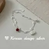 Pulsera de Plata de Ley S925 con Doble Capa de Hello Kitty y Ágata Roja Estilo Coreano de Alta Gama Ins para Mujeres de Nicho