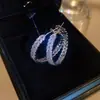 Pendientes Cuadrados de Cristal Incrustados con Aguja de Plata Nicho Lujo Ligero Diseño de Gama Alta Pendientes Personalizados Modernos Versátiles para Mujer