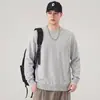 Suéter de punto de manga larga para hombre estilo retro americano, nuevo modelo de primavera y otoño, sudadera de imitación de dos piezas con cuello redondo, camiseta base de corte holgado