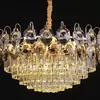 Lustre de cristal galvanizado em ferro forjado, luminária de sala de estar, luz principal de luxo leve para o hall, luminária moderna, simples e elegante para quarto principal e escritório