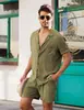 Traje de Camisa de Lino de Manga Corta de Amazon 2023 Camisa Cardigan de Lino de Algodón Suelta Casual de Verano Listo en Stock