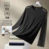 Camiseta deportiva casual para hombre de manga larga con estampado, moderna para adolescentes, adecuada para todas las estaciones, cuello redondo, top básico de manga larga