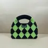 Bolso de Punto con Patrón de Diamantes, Bolso de Mano Tejido Fly-Knit Personalizado para Mujer, Bolso de Mano de Hilo de Invierno, Bolso Portátil, Estilo Nicho Coreano