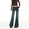 YECHUAN # Calça jeans flare cintura baixa estilo americano para mulheres, modeladora e que alonga as pernas, com design justo e elástico