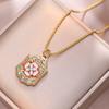 Collar para Mujer Estilo Coreano y Japonés Retro Esmalte Colgante de Flor Collar de Oro Arena Vietnamita Collar de Batatita Mismo Estilo Joyería