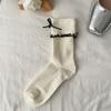 Calcetines de otoño e invierno para niños, calcetines de encaje con lazo, calcetines de felpa grises de moda, medias grises miu al por mayor