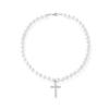 Collar Europeo y Americano para Hombre con Cruz de Diamantes Cadena para Clavícula para Mujer Cruz de Perlas Imitación Cruz de Diamantes Joyería Transfronteriza Cadena para Suéter Otoño e Invierno