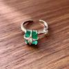 Anillo Abierto Pequeño Verde Fresco Diseño de Lujo Ligero ins Nicho Anillo Distintivo Tendencia para Hombres Anillo Retro para Mujeres