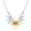 Collar de alas de ángel con piedra natural en plata S925 para mujer, colgante de circonita amarilla de alta calidad, cadena de clavícula de plata esterlina.