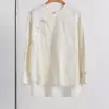 Nova Camisa Estampada Botões Gola Redonda Estilo Nacional Chinês, Top de Acetato de Alta Qualidade, Roupa Externa Feminina Primavera/Verão 2026
