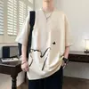Camiseta de Manga Corta para Hombre 2026 Nueva Marca de Moda Americana Algodón Puro Cuello Redondo Holgada Casual Versátil Camiseta de Media Manga para Hombre
