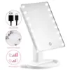 Espejo de maquillaje led con sensor táctil y luz, espejo de maquillaje con aumento 10x y almacenamiento, espejo de tocador de escritorio giratorio 360° con luz