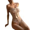 Pijama Camisola Sexy para Mujer, Encaje Calado con Lazo, Pieza Única Apasionada con Entrepierna Abierta, Lencería de Tentación