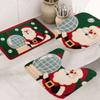 Alfombra de Piso Absorbente para Baño de Navidad Felpudo para Puerta de Entrada Juego de Tres Piezas para Inodoro en Forma de U Alfombra de Franela Antideslizante