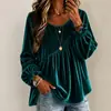 Ropa Femenina Transfronteriza Europea y Americana Amazon Otoño e Invierno Nuevo Color Sólido Terciopelo Cuello Redondo Manga Larga Holgado Irregular Plisado Top