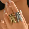Anel Xiyin Transfronteiriço Estilo Retro Europeu e Americano com Design Personalizado de Elemento Inseto Cigana Anel Aberto Joia de Mão Versátil para Mulheres