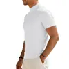 Camiseta Casual de Manga Corta Ajustada para Hombre, Color Sólido, Cuello Alto, Elástica, Secado Rápido, Transpirable, Verano Europeo y Americano, Corte Delgado, 2026
